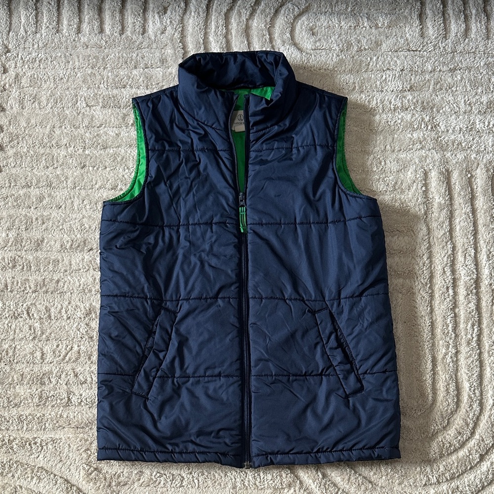 Land’s End Navy and Green Puffer Vest size M